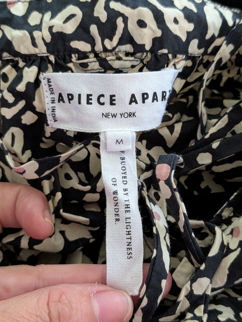 Apiece Apart Alessa Mini Dress Tiny Flowers Stamp Black Floral Cotton Size M - Picture 4 of 5